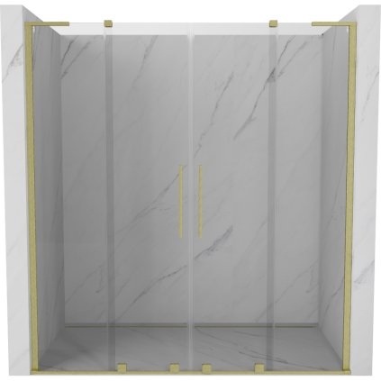 Mexen Velar L Duo, posuvné sprchové dvere do otvoru 170 cm, 8mm číre sklo, zlatá matná, 871-170-003-02-55