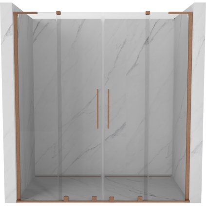 Mexen Velar L Duo, posuvné sprchové dvere do otvoru 170 cm, 8mm číre sklo, medená matná, 871-170-003-02-65