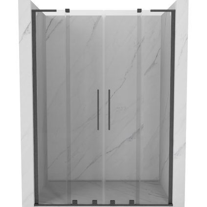 Mexen Velar L Duo, posuvné sprchové dvere do otvoru 140 cm, 8mm číre sklo, grafit brúsený, 871-140-003-02-66