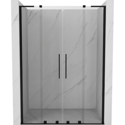Mexen Velar L Duo, posuvné sprchové dvere do otvoru 160 cm, 8mm číre sklo, čierna matná, 871-160-003-02-70