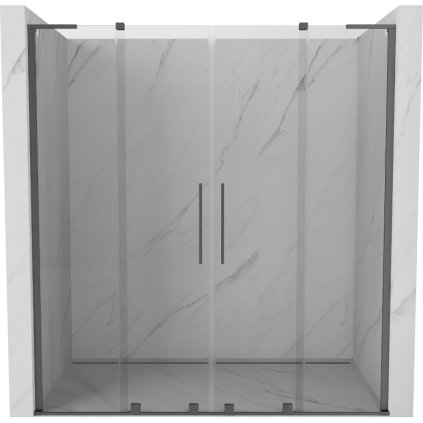 Mexen Velar L Duo, posuvné sprchové dvere do otvoru 170 cm, 8mm číre sklo, brúsený grafit, 871-170-003-02-95
