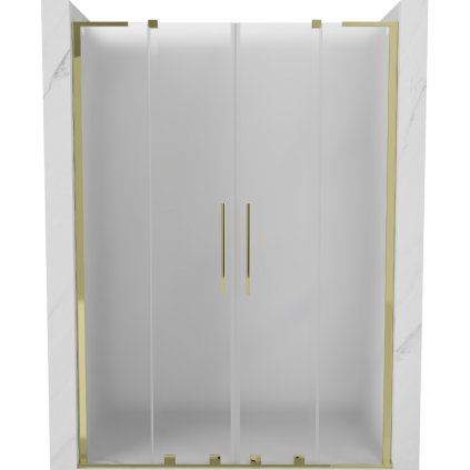 Mexen Velar L Duo, posuvné sprchové dvere do otvoru 160 cm, 8mm sklo námraza, zlatá lesklá, 871-160-003-32-50