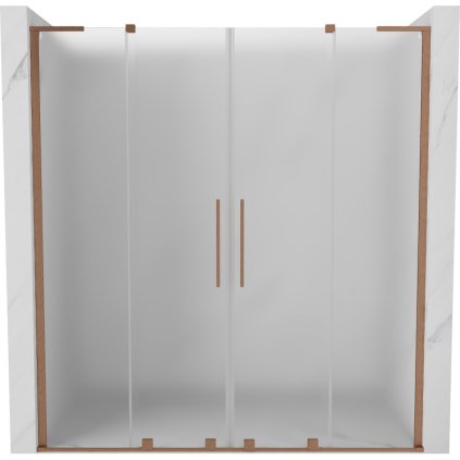 Mexen Velar L Duo, posuvné sprchové dvere do otvoru 170 cm, 8mm sklo námraza, medená matná, 871-170-003-32-65
