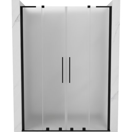 Mexen Velar L Duo, posuvné sprchové dvere do otvoru 140 cm, 8mm sklo námraza, čierna matná, 871-140-003-32-70