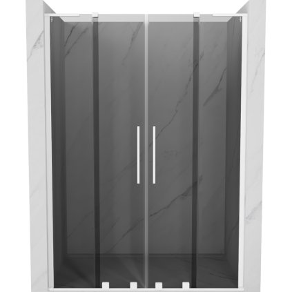 Mexen Velar L Duo, posuvné sprchové dvere do otvoru 140 cm, 8mm šedé sklo, biela matná, 871-140-003-42-20