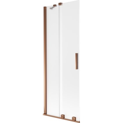 Mexen Velar, 2-krídlová posuvná vaňová zástena 75 x 150 cm, 8mm sklo námraza, ružové zlato, 896-075-000-31-60