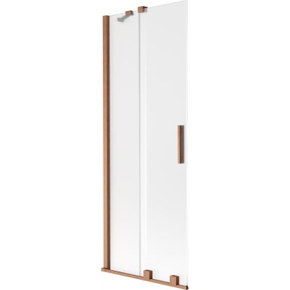 Mexen Velar, 2-krídlová posuvná vaňová zástena 75 x 150 cm, 8mm sklo námraza, medená matná, 896-075-000-31-65