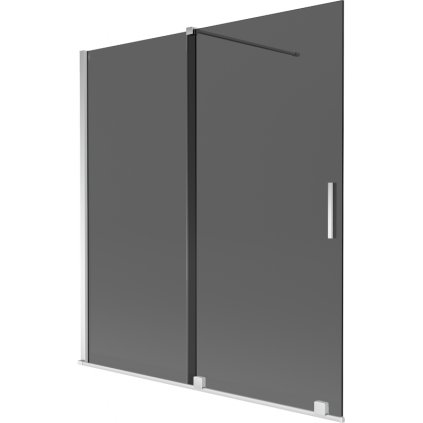 Mexen Velar, 2-krídlová posuvná vaňová zástena 150 x 150 cm, 8mm šedé sklo, chrómová, 896-150-000-41-01