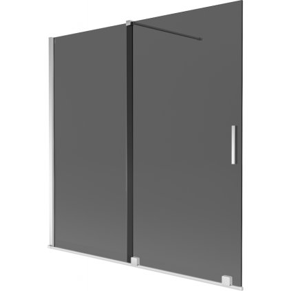 Mexen Velar, 2-krídlová posuvná vaňová zástena 160 x 150 cm, 8mm šedé sklo, chrómová, 896-160-000-41-01