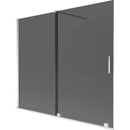 Mexen Velar, 2-krídlová posuvná vaňová zástena 180 x 150 cm, 8mm šedé sklo, chrómová, 896-180-000-41-01