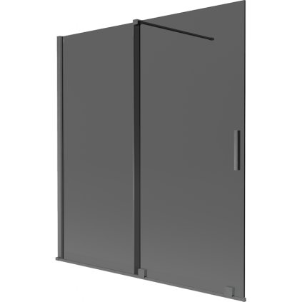 Mexen Velar, 2-krídlová posuvná vaňová zástena 150 x 150 cm, 8mm šedé sklo, grafit brúsený, 896-150-000-41-66