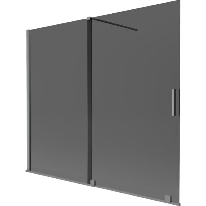 Mexen Velar, 2-krídlová posuvná vaňová zástena 180 x 150 cm, 8mm šedé sklo, brúsený grafit, 896-180-000-41-95