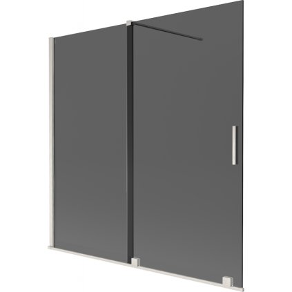 Mexen Velar, 2-krídlová posuvná vaňová zástena 160 x 150 cm, 8mm šedé sklo, brúsená oceľ, 896-160-000-41-97