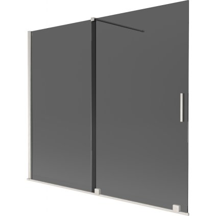 Mexen Velar, 2-krídlová posuvná vaňová zástena 180 x 150 cm, 8mm šedé sklo, brúsená oceľ, 896-180-000-41-97