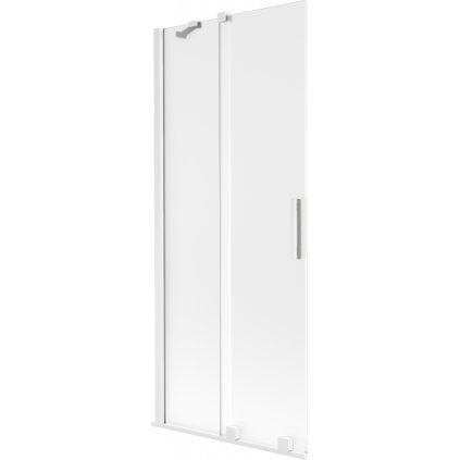 Mexen Velar, 2-krídlová posuvná vaňová zástena 85 x 150 cm, 8mm sklo námraza, biela matná, 896-085-000-31-20