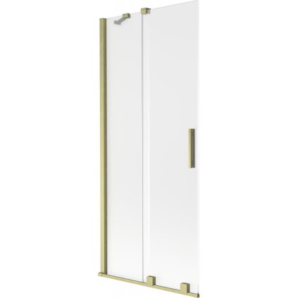 Mexen Velar, 2-krídlová posuvná vaňová zástena 85 x 150 cm, 8mm sklo námraza, zlatá matná, 896-085-000-31-55