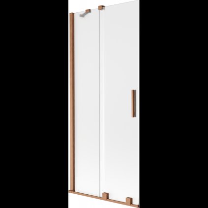 Mexen Velar, 2-krídlová posuvná vaňová zástena 80 x 150 cm, 8mm sklo námraza, medená matná, 896-080-000-31-65