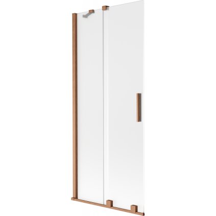 Mexen Velar, 2-krídlová posuvná vaňová zástena 85 x 150 cm, 8mm sklo námraza, medená matná, 896-085-000-31-65