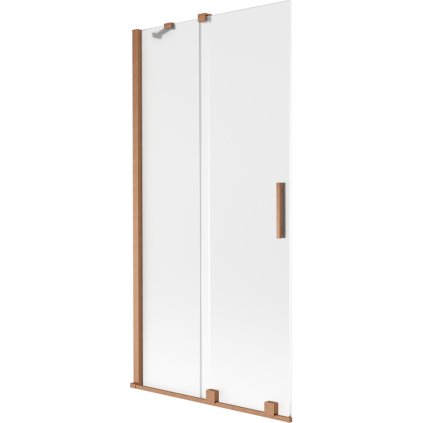 Mexen Velar, 2-krídlová posuvná vaňová zástena 90 x 150 cm, 8mm sklo námraza, medená matná, 896-090-000-31-65