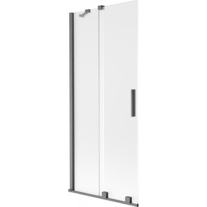Mexen Velar, 2-krídlová posuvná vaňová zástena 85 x 150 cm, 8mm sklo námraza, grafit brúsený, 896-085-000-31-66