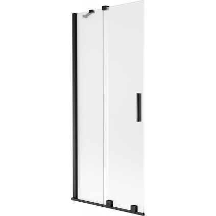 Mexen Velar, 2-krídlová posuvná vaňová zástena 85 x 150 cm, 8mm sklo námraza, čierna matná, 896-085-000-31-70