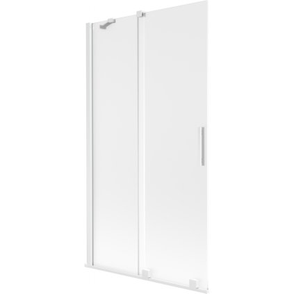 Mexen Velar, 2-krídlová posuvná vaňová zástena 100 x 150 cm, 8mm sklo námraza, biela matná, 896-100-000-31-20