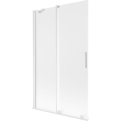 Mexen Velar, 2-krídlová posuvná vaňová zástena 110 x 150 cm, 8mm sklo námraza, biela matná, 896-110-000-31-20
