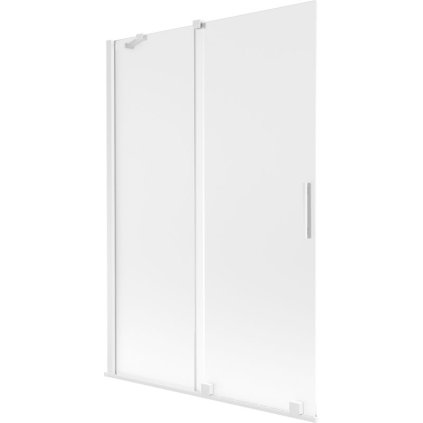 Mexen Velar, 2-krídlová posuvná vaňová zástena 120 x 150 cm, 8mm sklo námraza, biela matná, 896-120-000-31-20