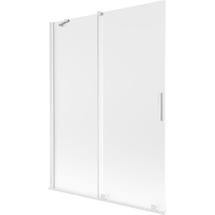 Mexen Velar, 2-krídlová posuvná vaňová zástena 130 x 150 cm, 8mm sklo námraza, biela matná, 896-130-000-31-20