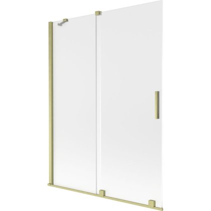 Mexen Velar, 2-krídlová posuvná vaňová zástena 130 x 150 cm, 8mm sklo námraza, zlatá matná, 896-130-000-31-55