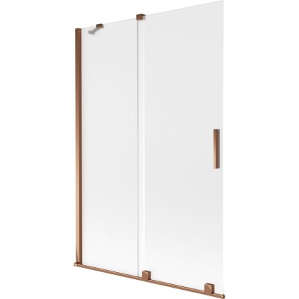 Mexen Velar, 2-krídlová posuvná vaňová zástena 120 x 150 cm, 8mm sklo námraza, ružové zlato, 896-120-000-31-60