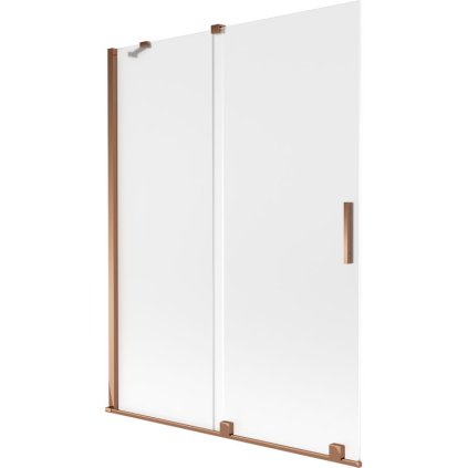 Mexen Velar, 2-krídlová posuvná vaňová zástena 130 x 150 cm, 8mm sklo námraza, ružové zlato, 896-130-000-31-60