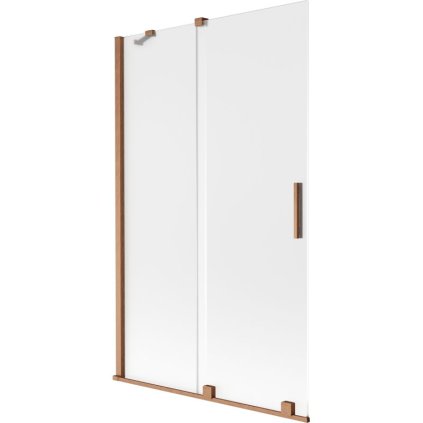 Mexen Velar, 2-krídlová posuvná vaňová zástena 110 x 150 cm, 8mm sklo námraza, medená matná, 896-110-000-31-65