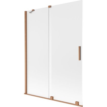 Mexen Velar, 2-krídlová posuvná vaňová zástena 130 x 150 cm, 8mm sklo námraza, medená matná, 896-130-000-31-65