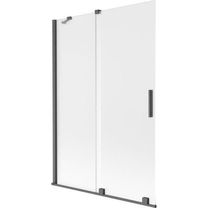 Mexen Velar, 2-krídlová posuvná vaňová zástena 120 x 150 cm, 8mm sklo námraza, grafit brúsený, 896-120-000-31-66