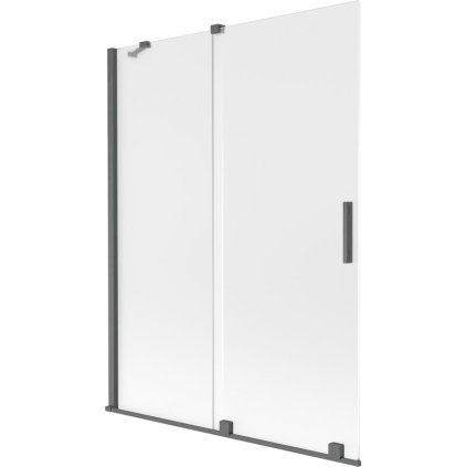 Mexen Velar, 2-krídlová posuvná vaňová zástena 130 x 150 cm, 8mm sklo námraza, grafit brúsený, 896-130-000-31-66