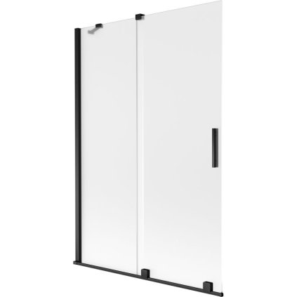 Mexen Velar, 2-krídlová posuvná vaňová zástena 120 x 150 cm, 8mm sklo námraza, čierna matná, 896-120-000-31-70