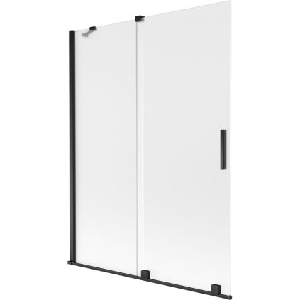 Mexen Velar, 2-krídlová posuvná vaňová zástena 130 x 150 cm, 8mm sklo námraza, čierna matná, 896-130-000-31-70