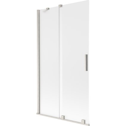 Mexen Velar, 2-krídlová posuvná vaňová zástena 100 x 150 cm, 8mm sklo námraza, brúsená oceľ, 896-100-000-31-97