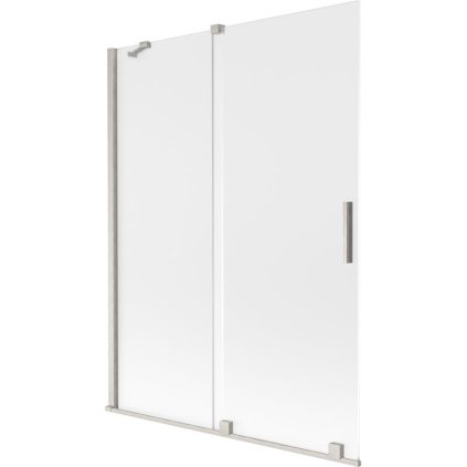 Mexen Velar, 2-krídlová posuvná vaňová zástena 130 x 150 cm, 8mm sklo námraza, brúsená oceľ, 896-130-000-31-97
