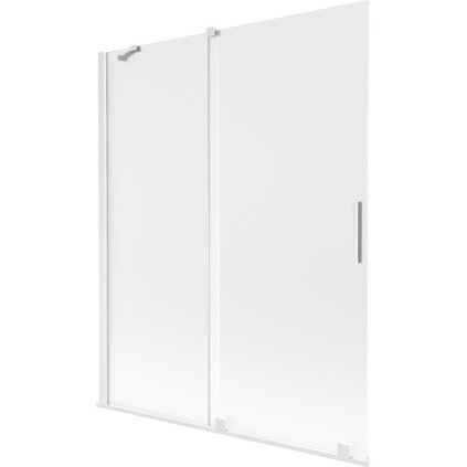 Mexen Velar, 2-krídlová posuvná vaňová zástena 140 x 150 cm, 8mm sklo námraza, biela matná, 896-140-000-31-20