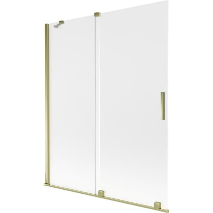 Mexen Velar, 2-krídlová posuvná vaňová zástena 140 x 150 cm, 8mm sklo námraza, zlatá lesklá, 896-140-000-31-50
