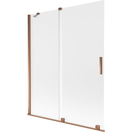Mexen Velar, 2-krídlová posuvná vaňová zástena 140 x 150 cm, 8mm sklo námraza, ružové zlato, 896-140-000-31-60
