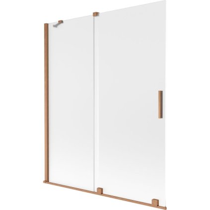 Mexen Velar, 2-krídlová posuvná vaňová zástena 140 x 150 cm, 8mm sklo námraza, medená matná, 896-140-000-31-65