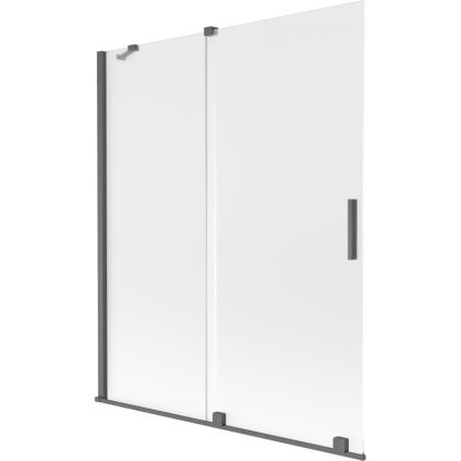 Mexen Velar, 2-krídlová posuvná vaňová zástena 140 x 150 cm, 8mm sklo námraza, grafit brúsený, 896-140-000-31-66