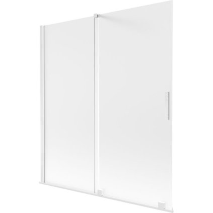 Mexen Velar, 2-krídlová posuvná vaňová zástena 150 x 150 cm, 8mm sklo námraza, biela matná, 896-150-000-31-20