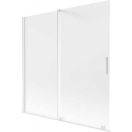Mexen Velar, 2-krídlová posuvná vaňová zástena 160 x 150 cm, 8mm sklo námraza, biela matná, 896-160-000-31-20