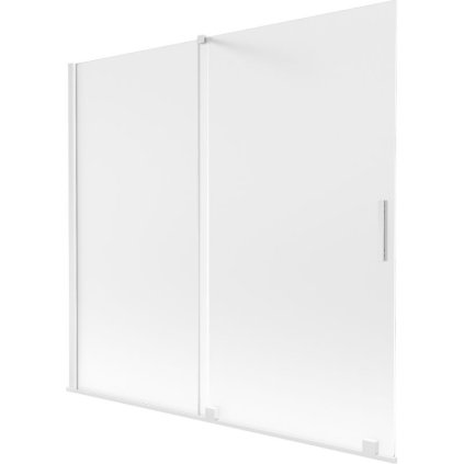 Mexen Velar, 2-krídlová posuvná vaňová zástena 170 x 150 cm, 8mm sklo námraza, biela matná, 896-170-000-31-20