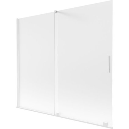 Mexen Velar, 2-krídlová posuvná vaňová zástena 180 x 150 cm, 8mm sklo námraza, biela matná, 896-180-000-31-20