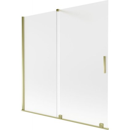 Mexen Velar, 2-krídlová posuvná vaňová zástena 160 x 150 cm, 8mm sklo námraza, zlatá lesklá, 896-160-000-31-50